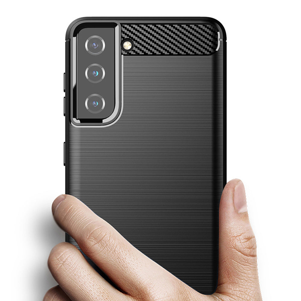 Maska za Samsung Galaxy S21 5G G991, Techsuit, Karbon, Crna