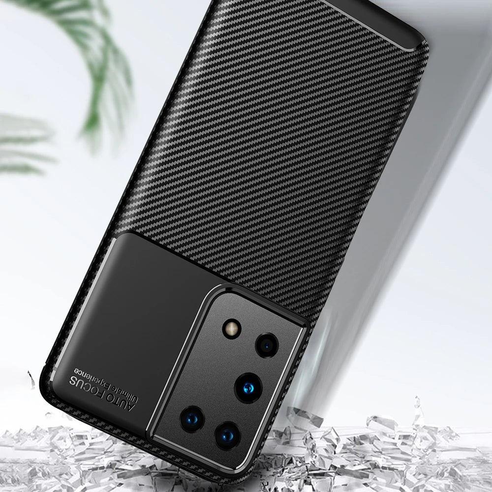 Maska za Samsung Galaxy S21 Ultra 5G G998, Techsuit, CarbonFiber, Crna