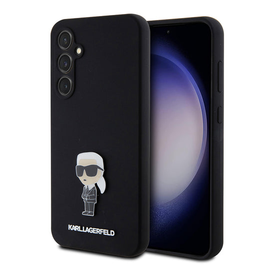 Futrola za Samsung Galaxy S23 FE S711, Karl Lagerfeld, Silicone Ikonik Karl Metal, Crna