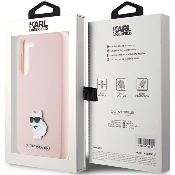 Futrola za Samsung Galaxy S23+ S916, Karl Lagerfeld, Silicone Choupette Metal, Roza