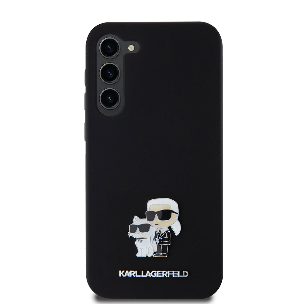 Futrola za Samsung Galaxy S23+ S916, Karl Lagerfeld, Silikon Karl & Choupette Metal, Crna