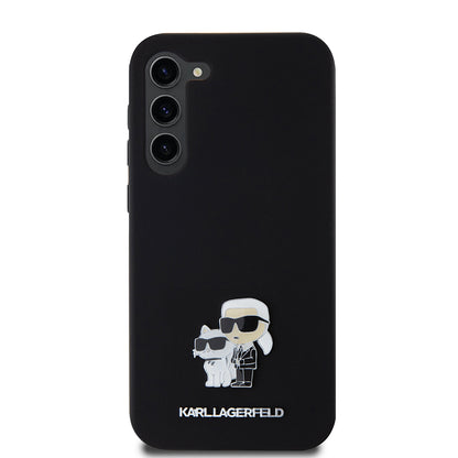 Futrola za Samsung Galaxy S23+ S916, Karl Lagerfeld, Silikon Karl & Choupette Metal, Crna