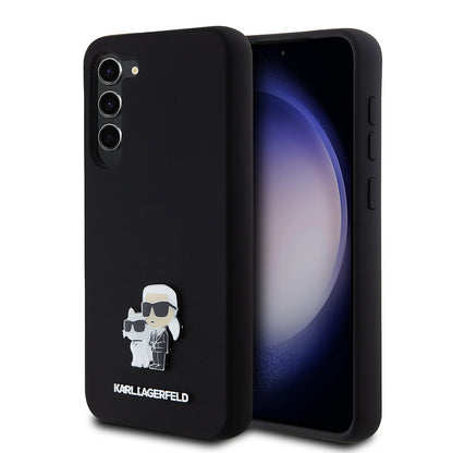 Futrola za Samsung Galaxy S23+ S916, Karl Lagerfeld, Silikon Karl & Choupette Metal, Crna