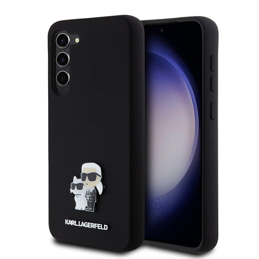 Futrola za Samsung Galaxy S23+ S916, Karl Lagerfeld, Silikon Karl & Choupette Metal, Crna