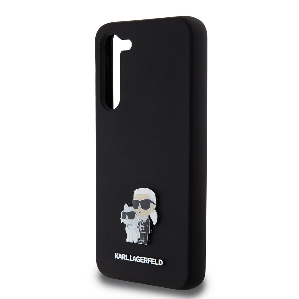 Futrola za Samsung Galaxy S23+ S916, Karl Lagerfeld, Silikon Karl & Choupette Metal, Crna
