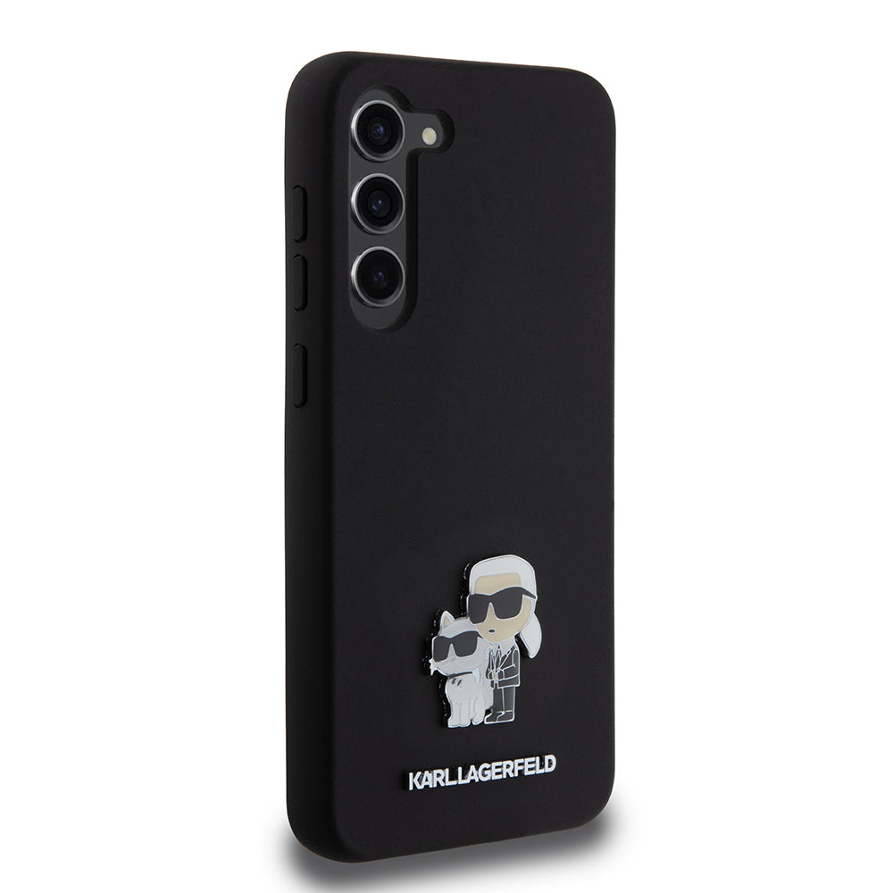 Futrola za Samsung Galaxy S23+ S916, Karl Lagerfeld, Silikon Karl & Choupette Metal, Crna