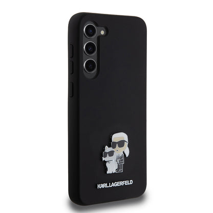 Futrola za Samsung Galaxy S23+ S916, Karl Lagerfeld, Silikon Karl & Choupette Metal, Crna
