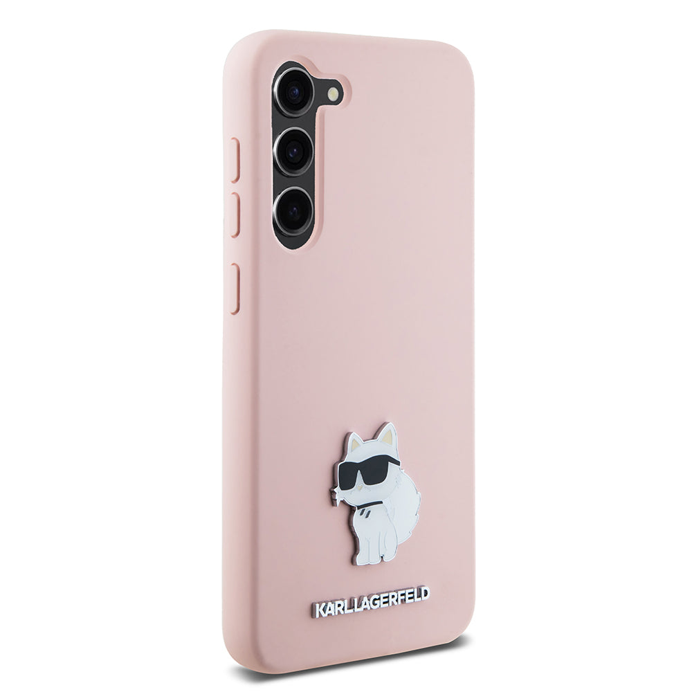 Futrola za Samsung Galaxy S23 S911, Karl Lagerfeld, Silicone Choupette Metal, Roza
