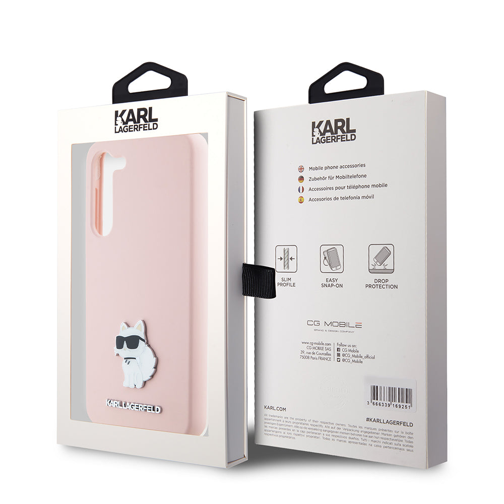Futrola za Samsung Galaxy S23 S911, Karl Lagerfeld, Silicone Choupette Metal, Roza