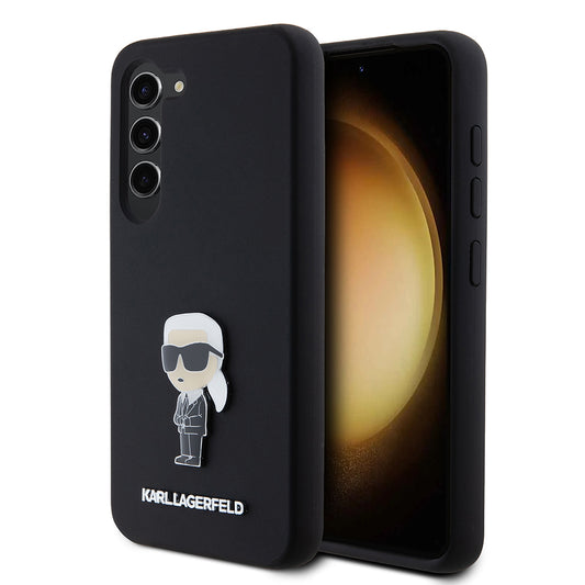 Futrola za Samsung Galaxy S23 S911, Karl Lagerfeld, Silicone Ikonik Karl Metal, Crna