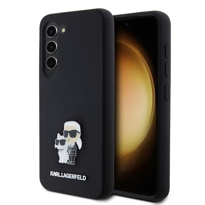 Futrola za Samsung Galaxy S23 S911, Karl Lagerfeld, Silikon Karl & Choupette Metal, Crna