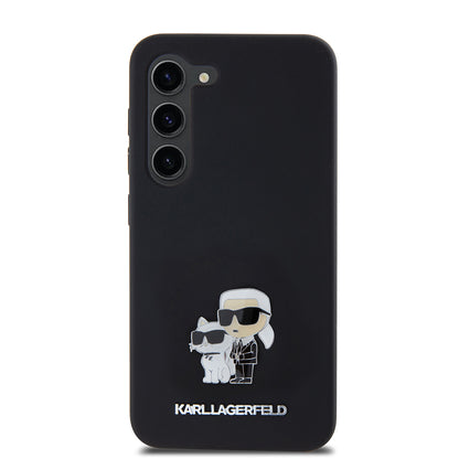 Futrola za Samsung Galaxy S23 S911, Karl Lagerfeld, Silikon Karl & Choupette Metal, Crna