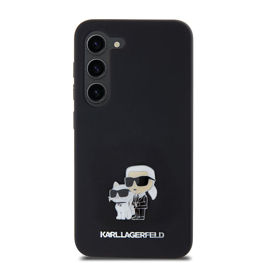 Futrola za Samsung Galaxy S23 S911, Karl Lagerfeld, Silikon Karl & Choupette Metal, Crna