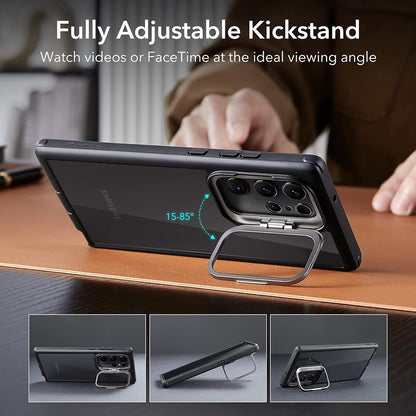 Futrola za Samsung Galaxy S23 Ultra S918, ESR, Shock Armor Kickstand, Crna Prozirna