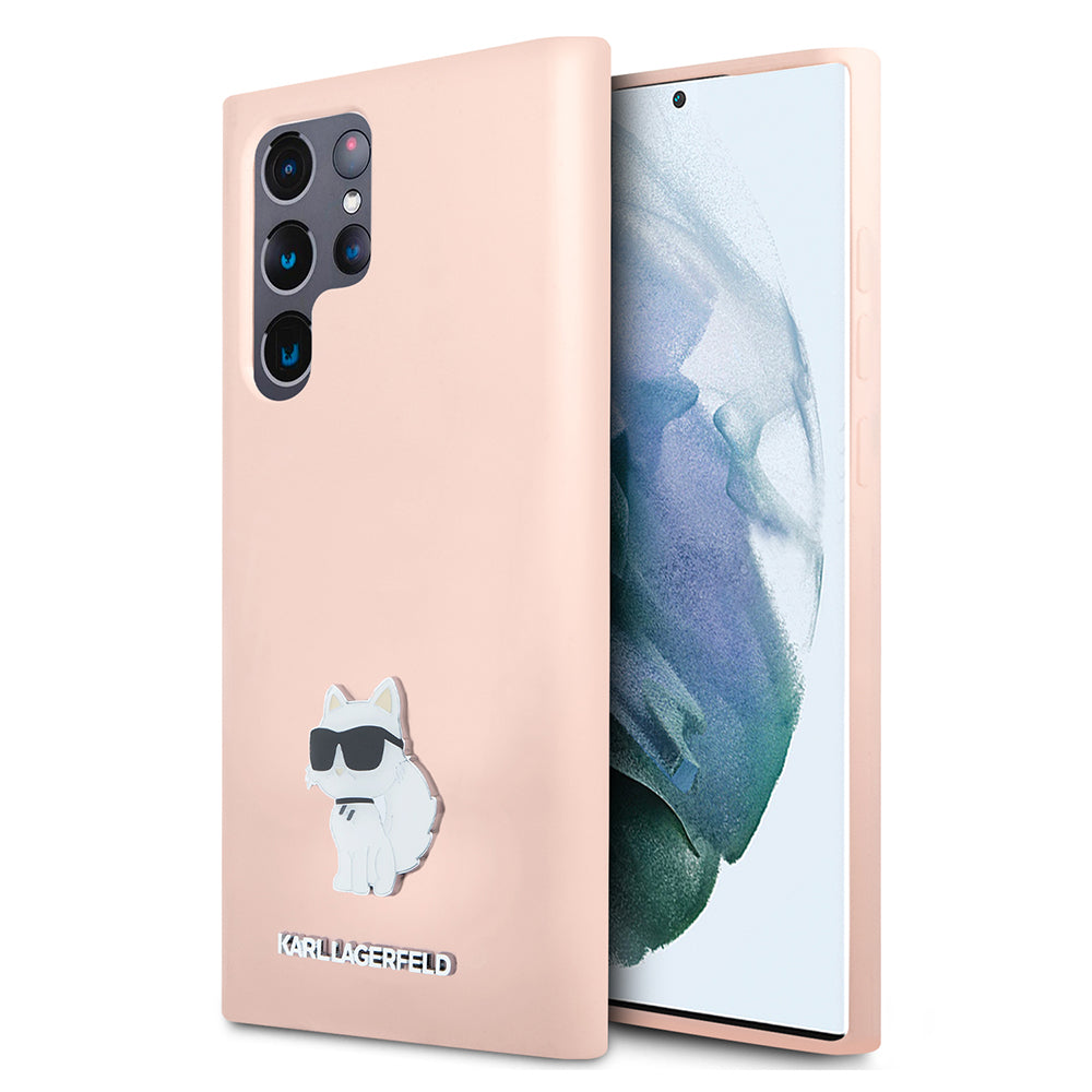 Futrola za Samsung Galaxy S23 Ultra S918, Karl Lagerfeld, Silicone Choupeete Metal, Roza