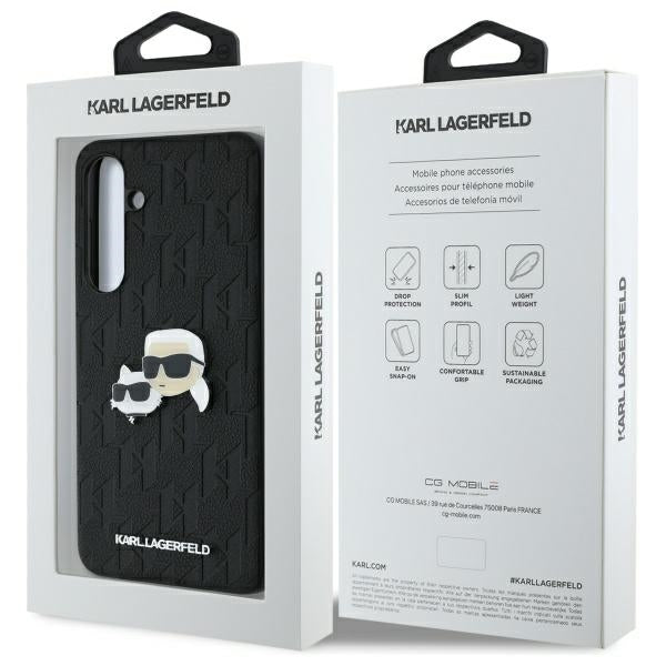 Futrola za Samsung Galaxy S24 FE S721, Karl Lagerfeld, Monogram Karl & Choupette's Heads, Crna