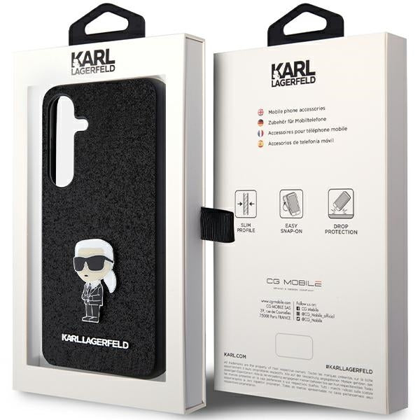 Futrola za Samsung Galaxy S24+ S926, Karl Lagerfeld, Glitter Ikonik Karl Logo, Crna