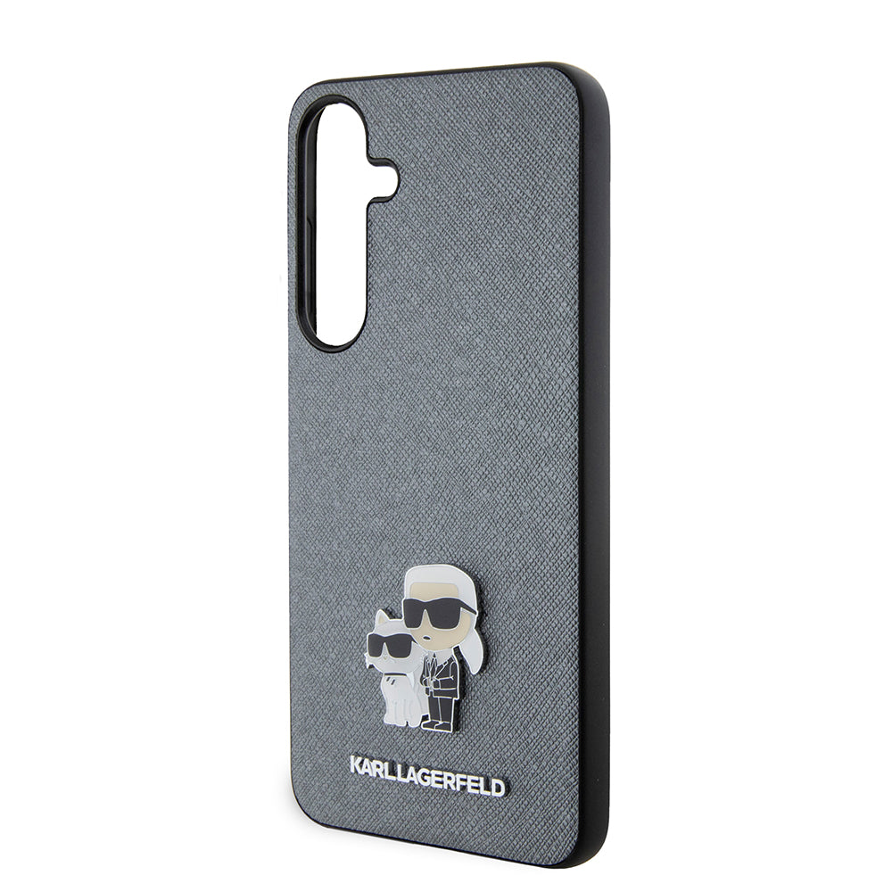 Futrola za Samsung Galaxy S24+ S926, Karl Lagerfeld, Saffiano Karl & Choupette Metal, Siva