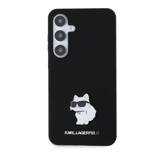 Futrola za Samsung Galaxy S24+ S926, Karl Lagerfeld, Silicone Choupette Metal, Crna