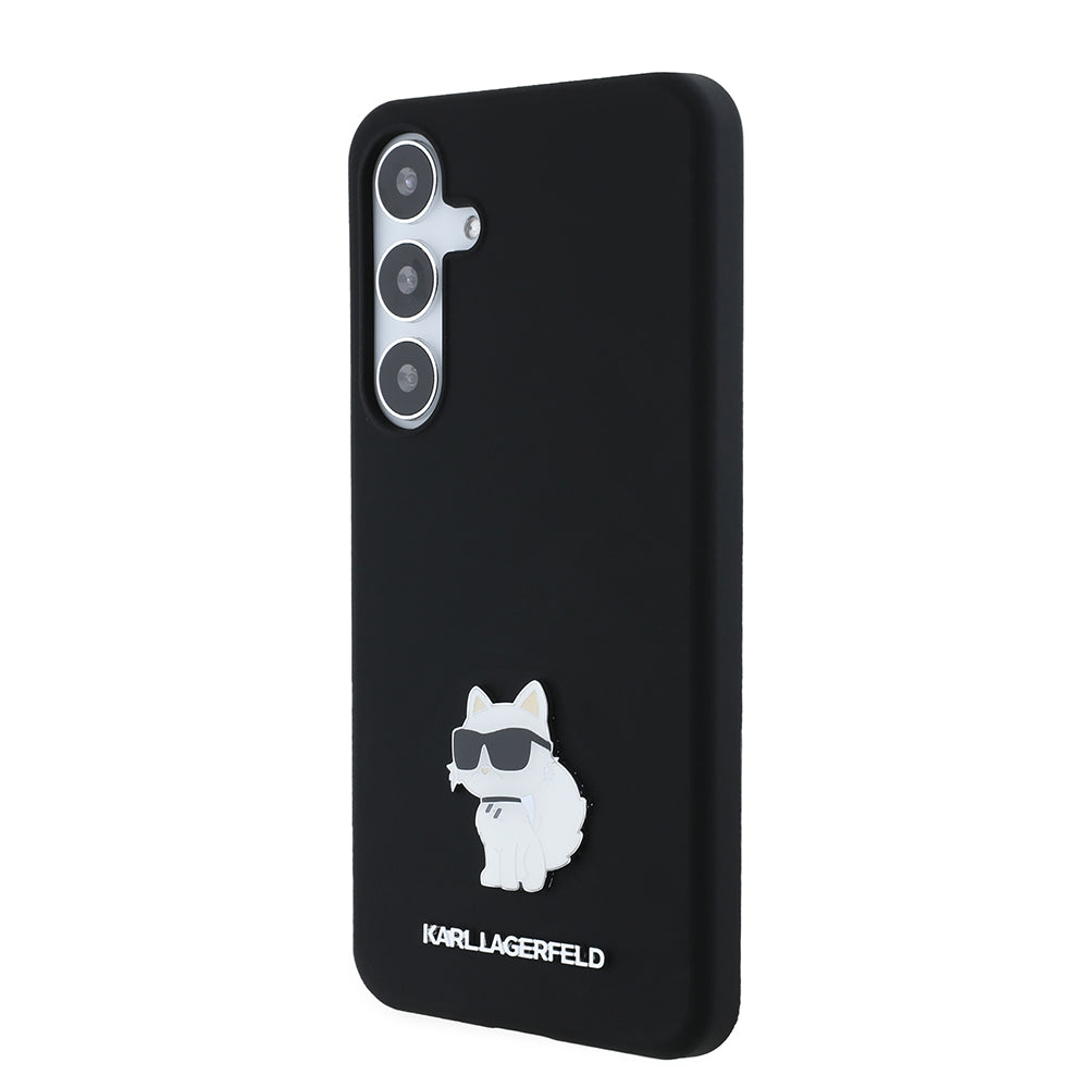 Futrola za Samsung Galaxy S24+ S926, Karl Lagerfeld, Silicone Choupette Metal, Crna