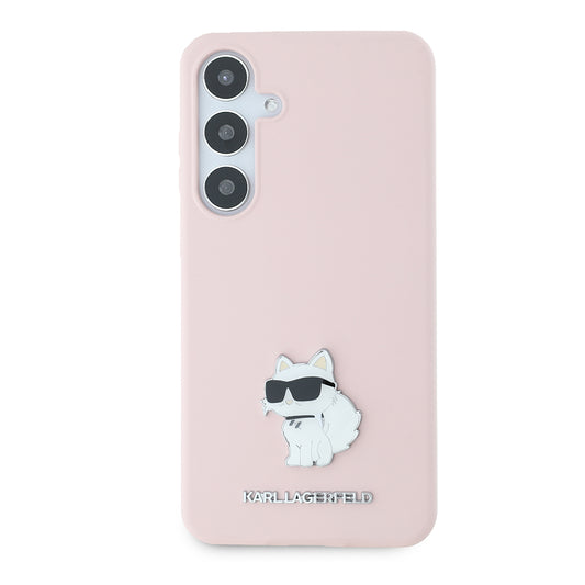 Futrola za Samsung Galaxy S24+ S926, Karl Lagerfeld, Silicone Choupette Metal, Roza