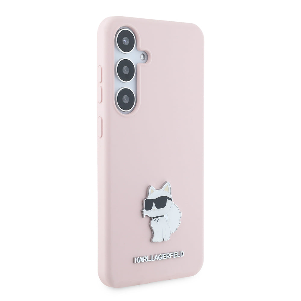 Futrola za Samsung Galaxy S24+ S926, Karl Lagerfeld, Silicone Choupette Metal, Roza