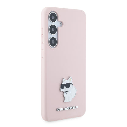 Futrola za Samsung Galaxy S24+ S926, Karl Lagerfeld, Silicone Choupette Metal, Roza