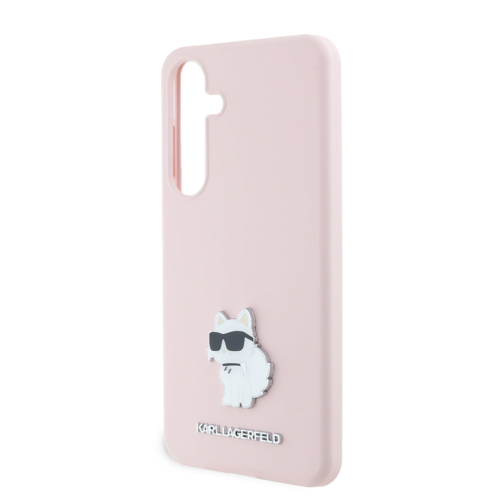 Futrola za Samsung Galaxy S24+ S926, Karl Lagerfeld, Silicone Choupette Metal, Roza