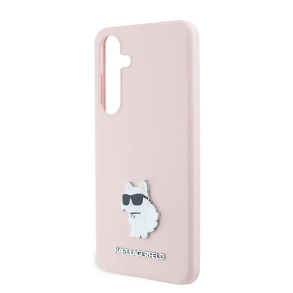 Futrola za Samsung Galaxy S24+ S926, Karl Lagerfeld, Silicone Choupette Metal, Roza
