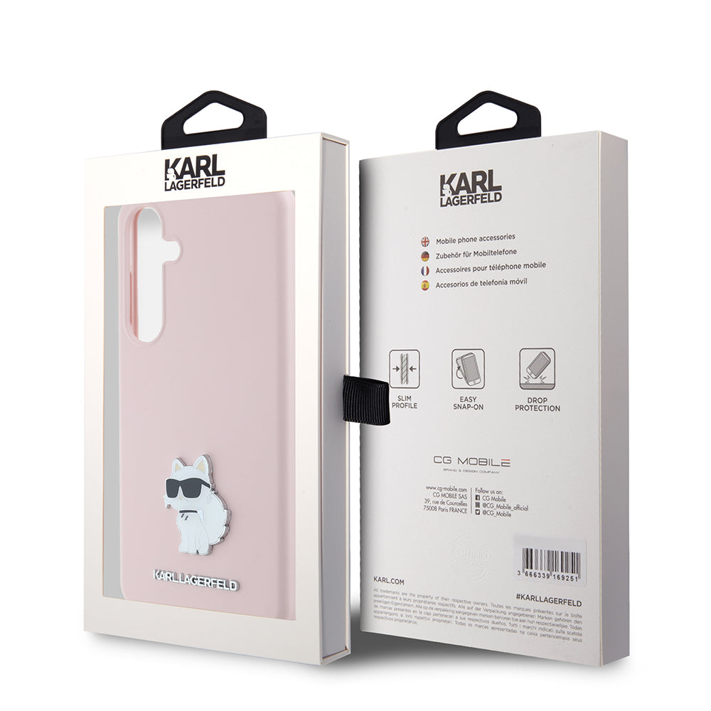 Futrola za Samsung Galaxy S24+ S926, Karl Lagerfeld, Silicone Choupette Metal, Roza