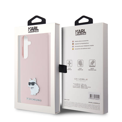 Futrola za Samsung Galaxy S24+ S926, Karl Lagerfeld, Silicone Choupette Metal, Roza