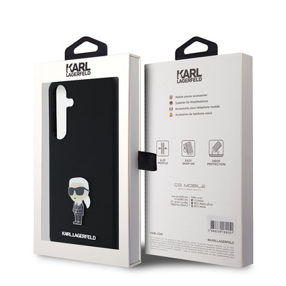 Futrola za Samsung Galaxy S24+ S926, Karl Lagerfeld, Silicone Ikonik Karl Metal, Crna