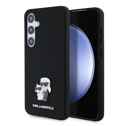 Futrola za Samsung Galaxy S24+ S926, Karl Lagerfeld, Silikon Karl & Choupette Metal, Crna