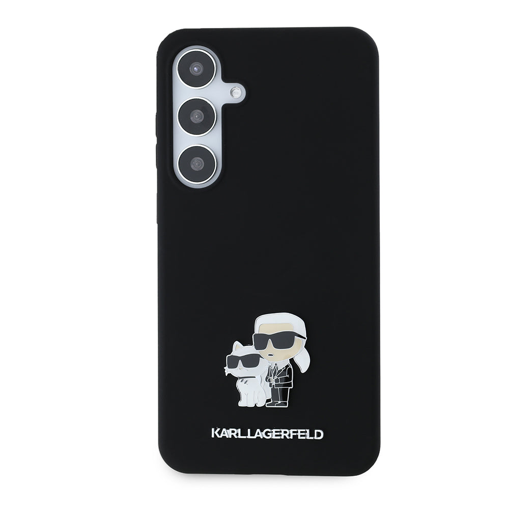 Futrola za Samsung Galaxy S24+ S926, Karl Lagerfeld, Silikon Karl & Choupette Metal, Crna