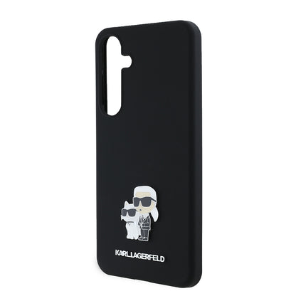 Futrola za Samsung Galaxy S24+ S926, Karl Lagerfeld, Silikon Karl & Choupette Metal, Crna