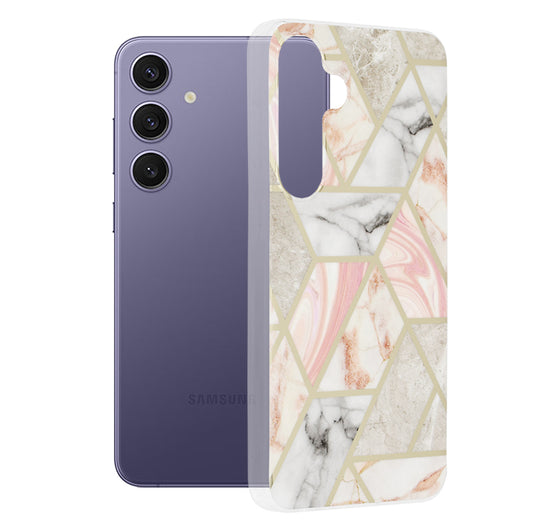 Maska za Samsung Galaxy S24+ S926, Techsuit, Mramor, Roza