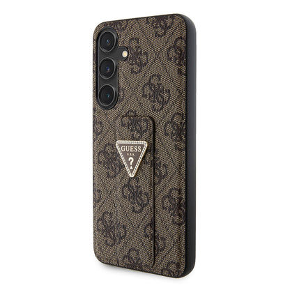 Futrola za Samsung Galaxy S24 S921, Guess, Grip Stand 4G Triangle Strass, Smeđa