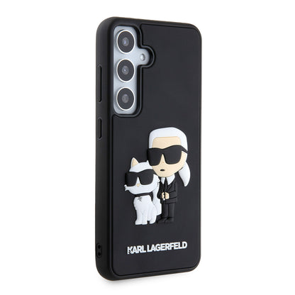 Futrola za Samsung Galaxy S24 S921, Karl Lagerfeld, 3D Rubber Karl & Choupette, Crna