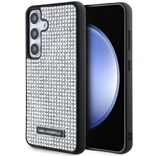 Futrola za Samsung Galaxy S24 S921, Karl Lagerfeld, Rhinestone Metal Plate, Srebrna