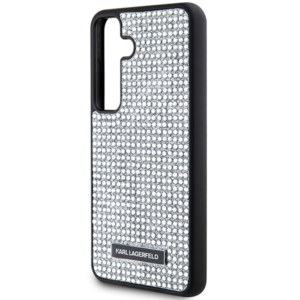 Futrola za Samsung Galaxy S24 S921, Karl Lagerfeld, Rhinestone Metal Plate, Srebrna