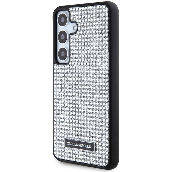 Futrola za Samsung Galaxy S24 S921, Karl Lagerfeld, Rhinestone Metal Plate, Srebrna