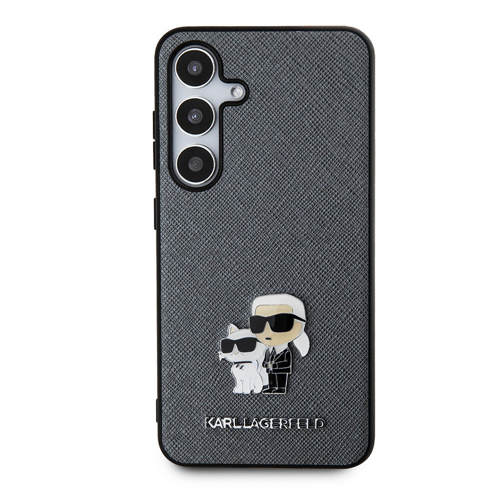 Futrola za Samsung Galaxy S24 S921, Karl Lagerfeld, Saffiano Karl & Choupette Metal, Siva