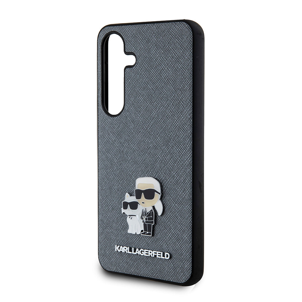 Futrola za Samsung Galaxy S24 S921, Karl Lagerfeld, Saffiano Karl & Choupette Metal, Siva