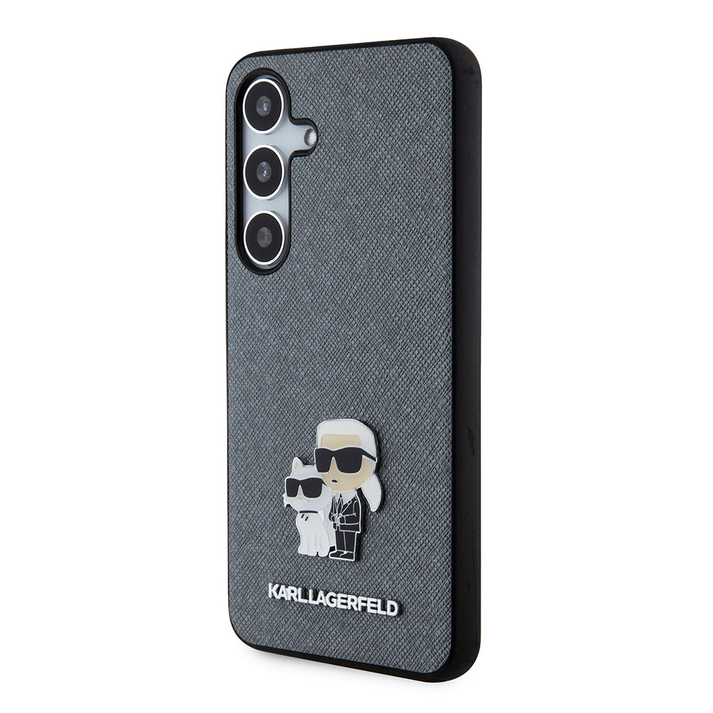 Futrola za Samsung Galaxy S24 S921, Karl Lagerfeld, Saffiano Karl & Choupette Metal, Siva