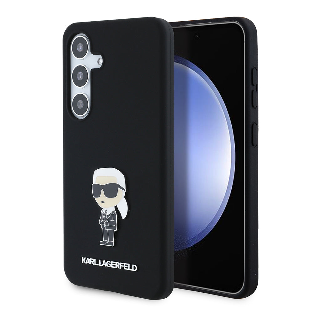 Futrola za Samsung Galaxy S24 S921, Karl Lagerfeld, Silicone Ikonik Karl Metal, Crna