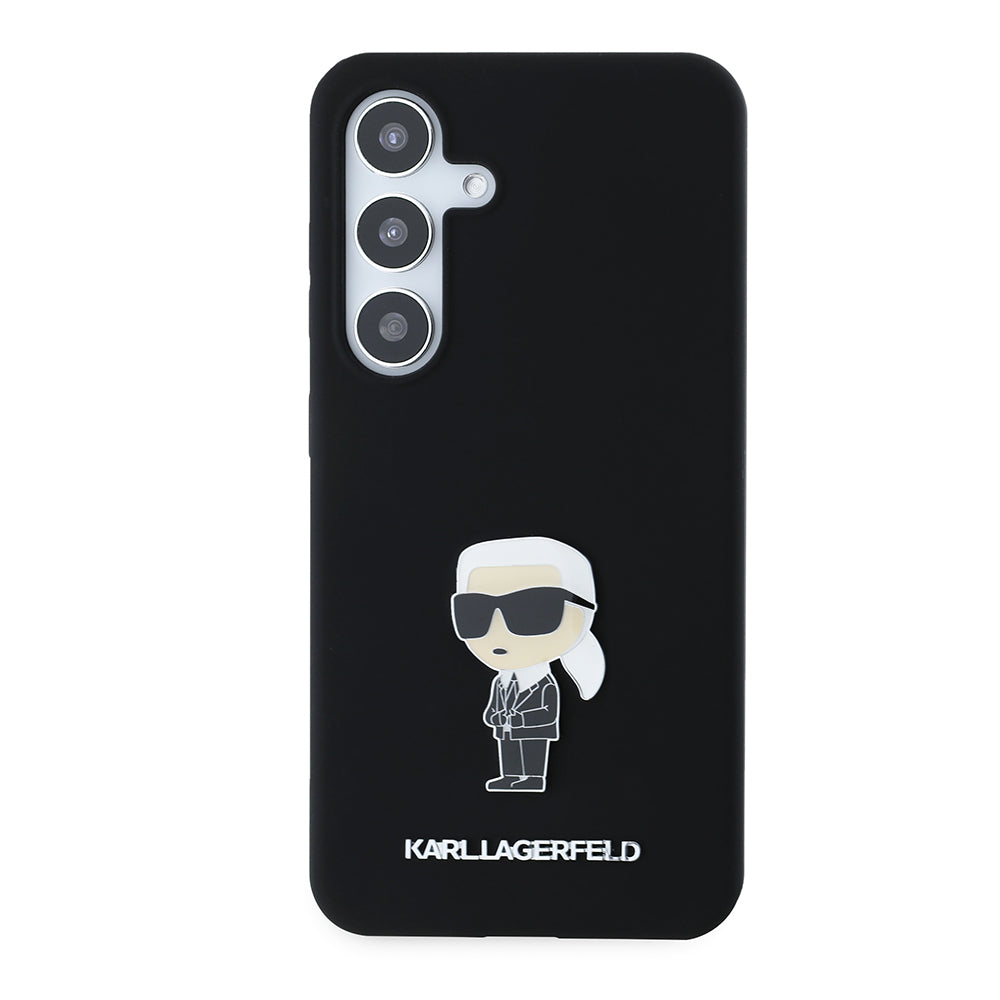 Futrola za Samsung Galaxy S24 S921, Karl Lagerfeld, Silicone Ikonik Karl Metal, Crna