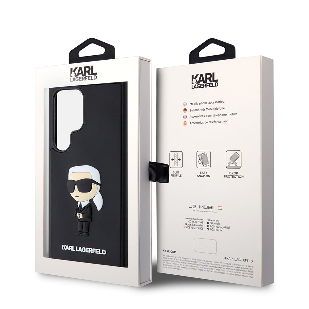 Futrola za Samsung Galaxy S24 Ultra S928, Karl Lagerfeld, 3D Rubber Ikonik Karl, Crna