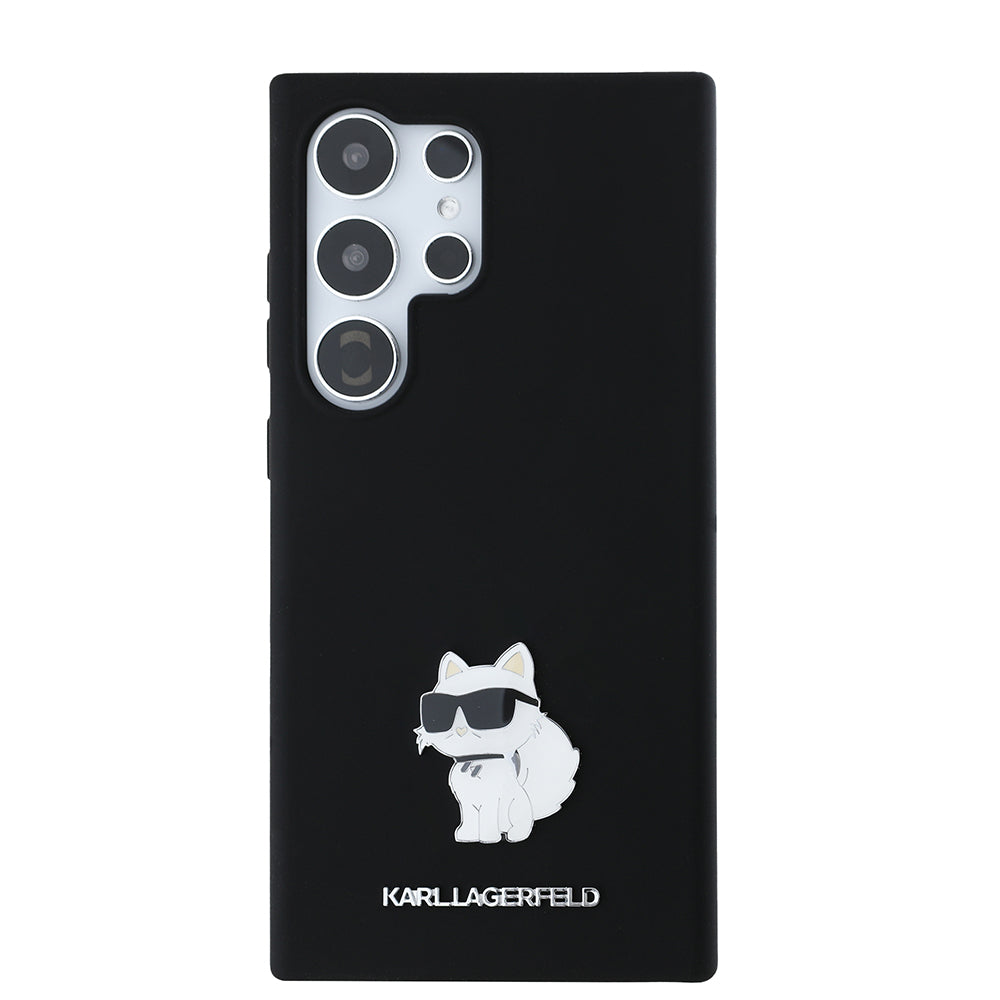 Futrola za Samsung Galaxy S24 Ultra S928, Karl Lagerfeld, Silicone Choupette Metal, Crna