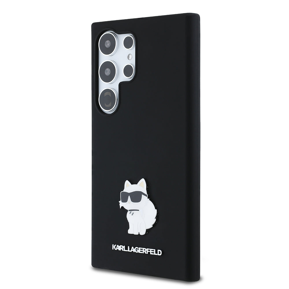Futrola za Samsung Galaxy S24 Ultra S928, Karl Lagerfeld, Silicone Choupette Metal, Crna