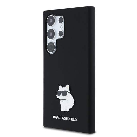 Futrola za Samsung Galaxy S24 Ultra S928, Karl Lagerfeld, Silicone Choupette Metal, Crna
